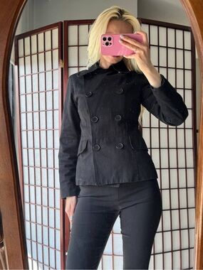 Classic Black Double-Breasted Women's  Jacket